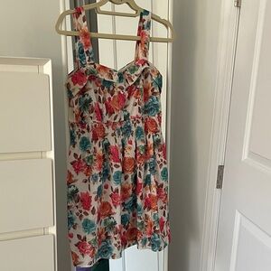 Floral womens Dress with Pink and Blue Accents